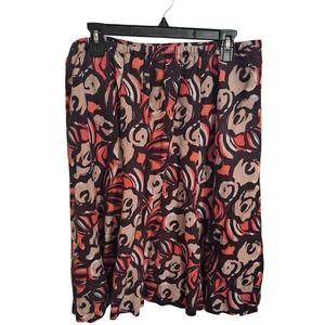 Lane Bryant Skirt Brown Coral Floral Skirt Plus Size 26/28 Linen Summer Vacation